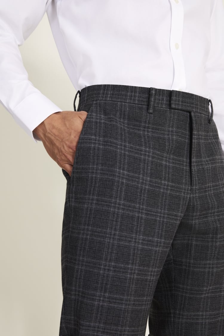 Tailored Fit Charcoal Check Trouser
