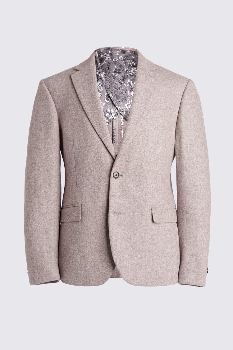 Slim Fit Stone Donegal Tweed Jacket
