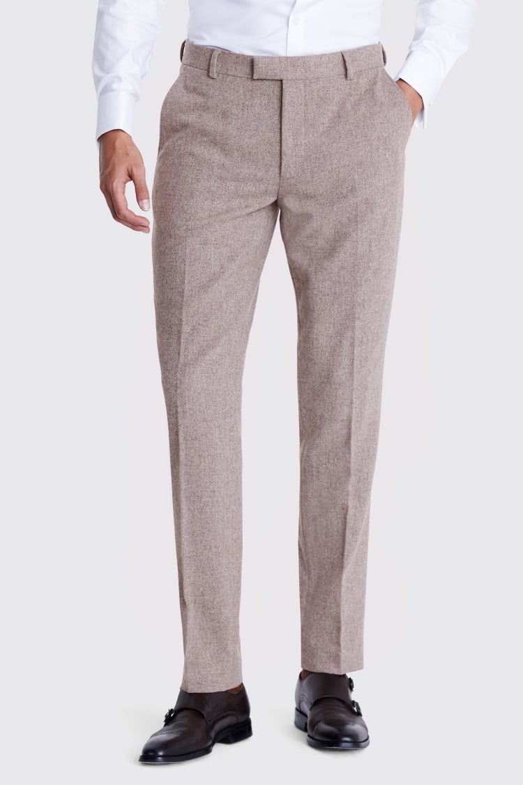 Tailored Fit Light Grey Marl Performance Trousers