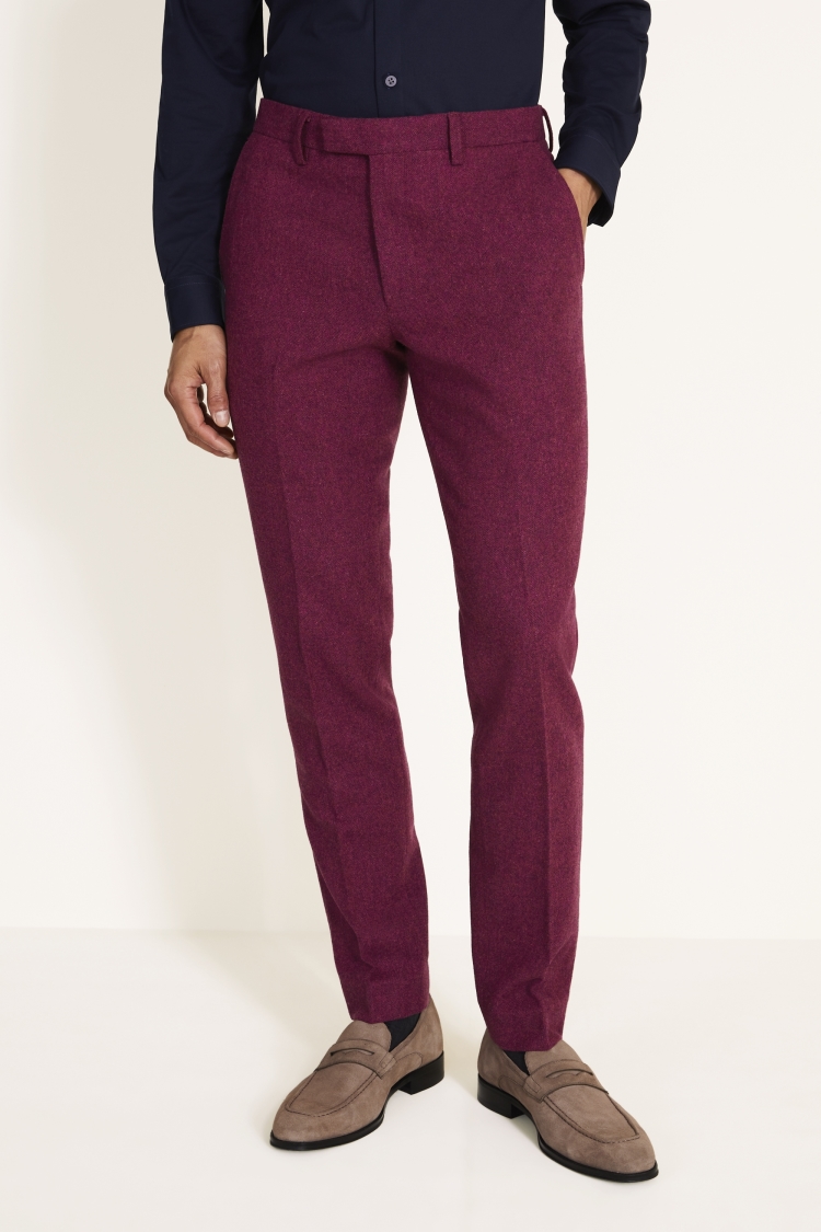 Slim Fit Fuchsia Donegal Trousers
