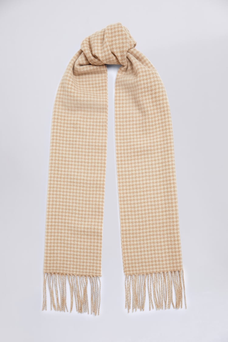 Oatmeal & White Houndstooth Pure Wool Scarf