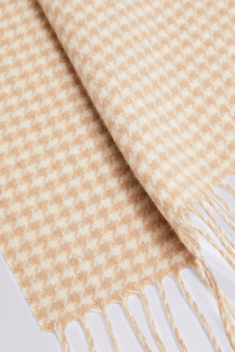 Oatmeal & White Houndstooth Pure Wool Scarf