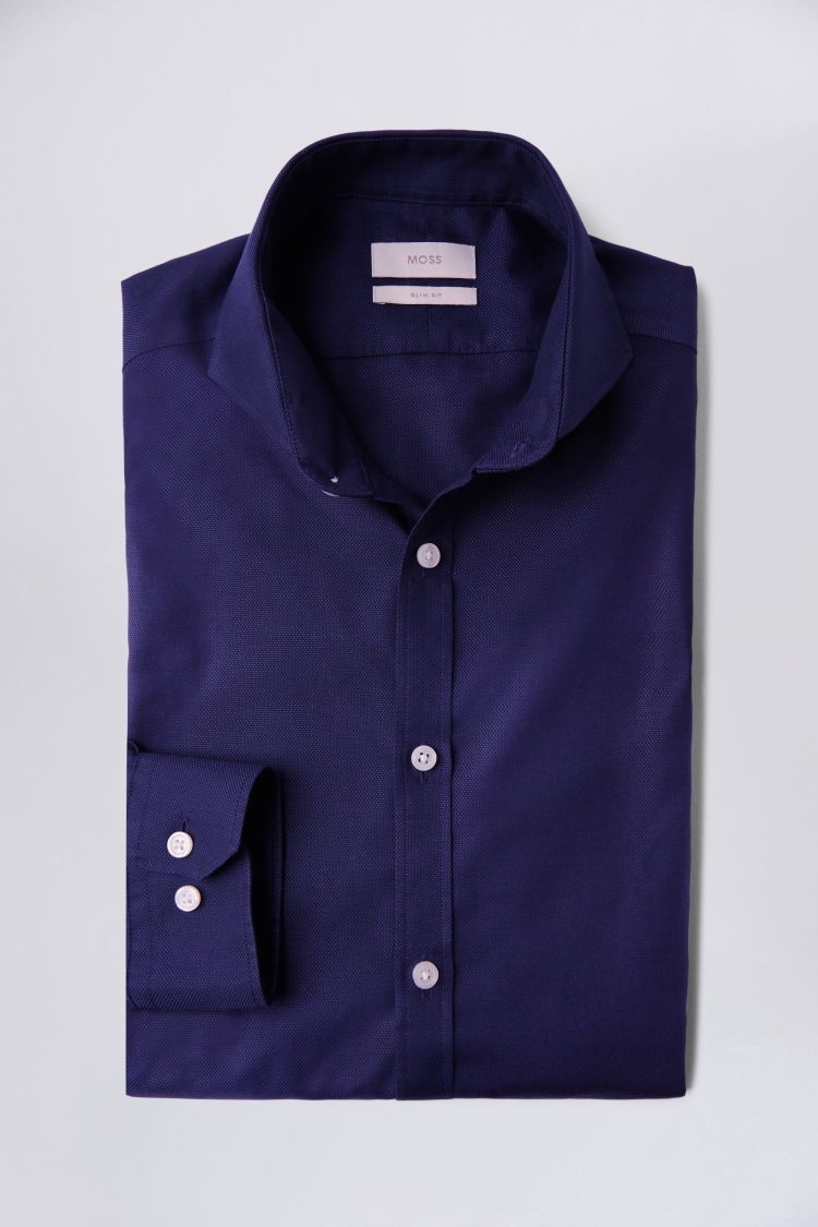 Slim Fit Navy Royal Oxford Non-Iron Shirt