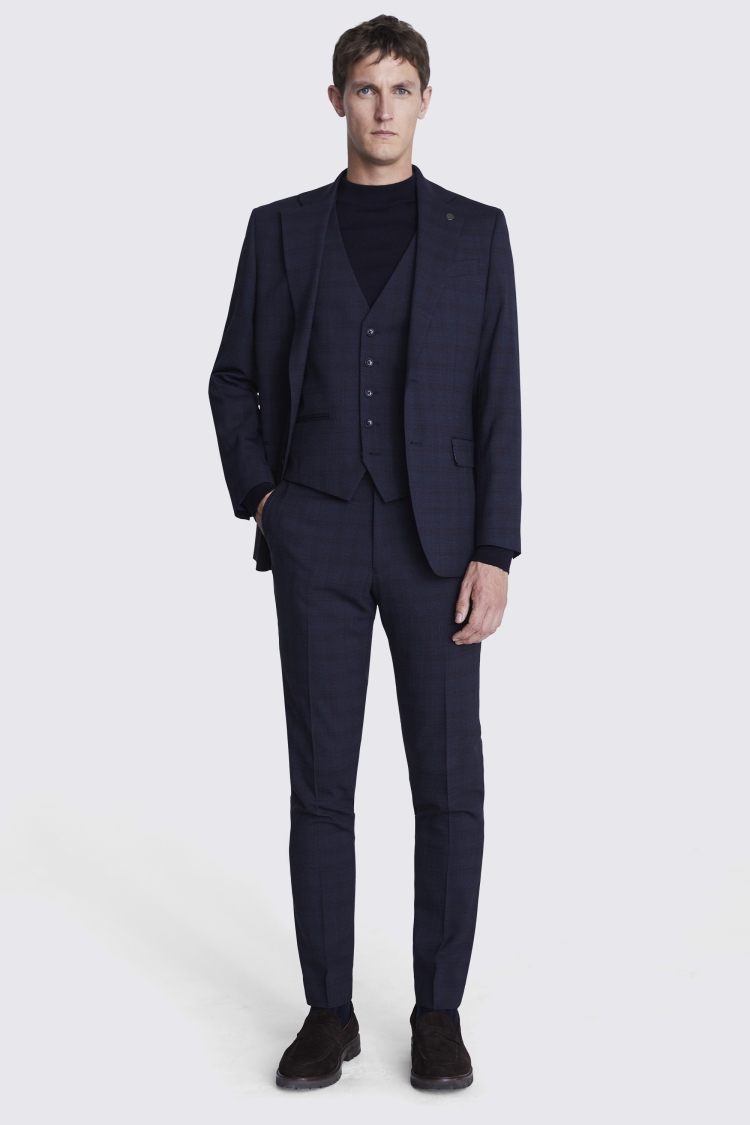 Ted Baker Tailored Fit Navy Check Suit