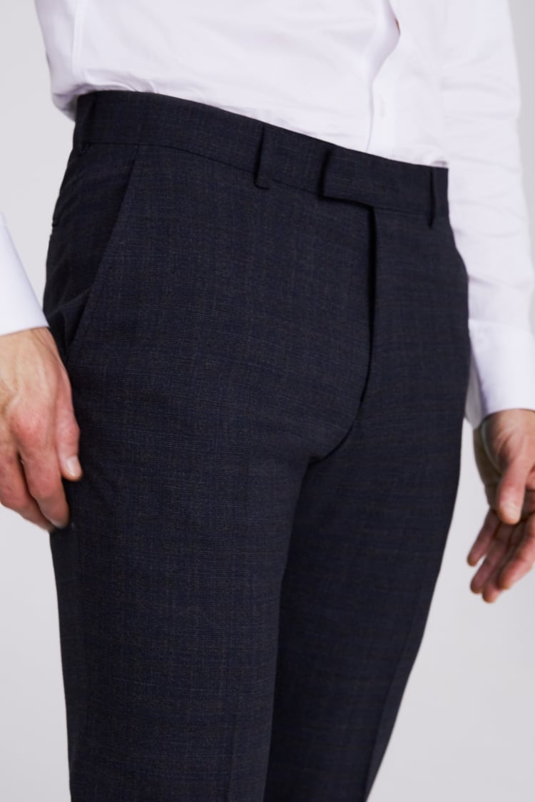 Tailored Fit Charcoal with Navy Check Trousers