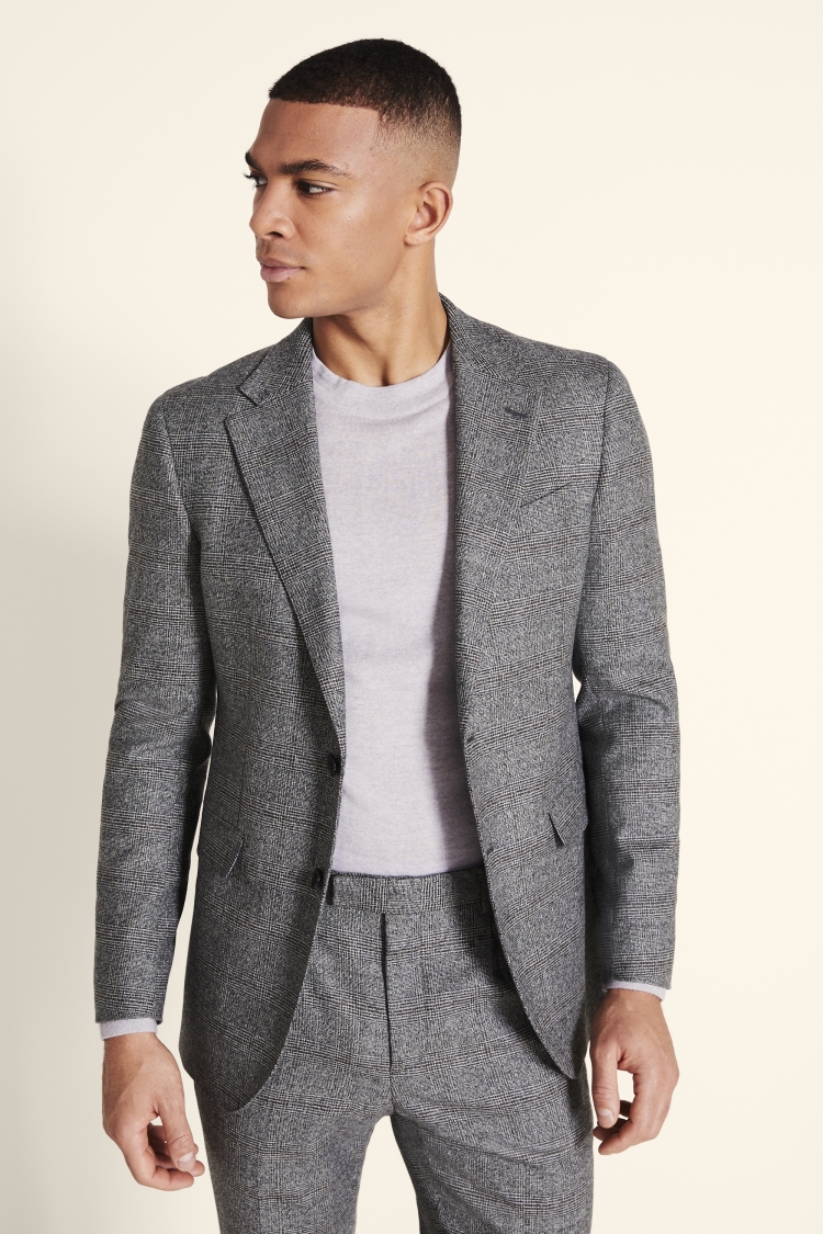 Men Grey Slim Fit Check Formal Three Piece Suit