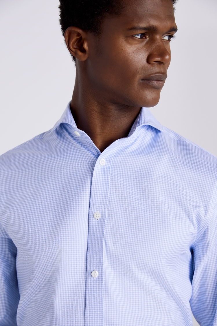 Tailored Fit Sky Puppytooth Single Cuff Shirt 
