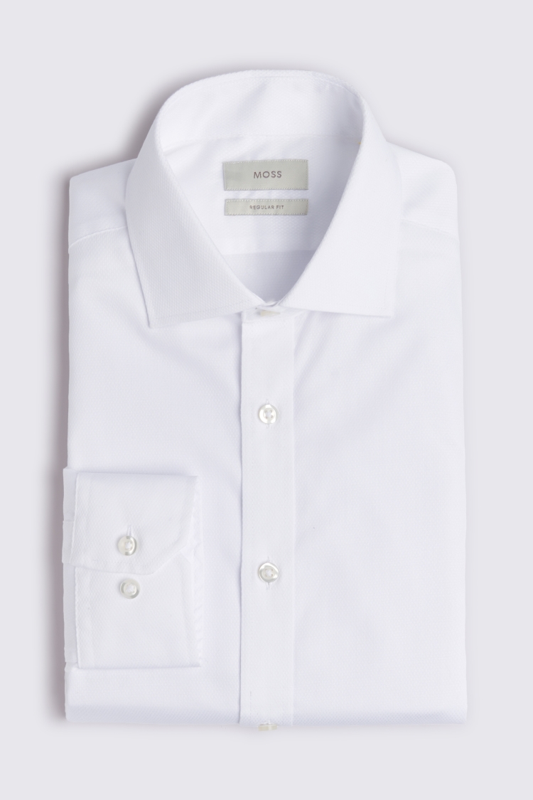 Regular Fit White Dobby Shirt