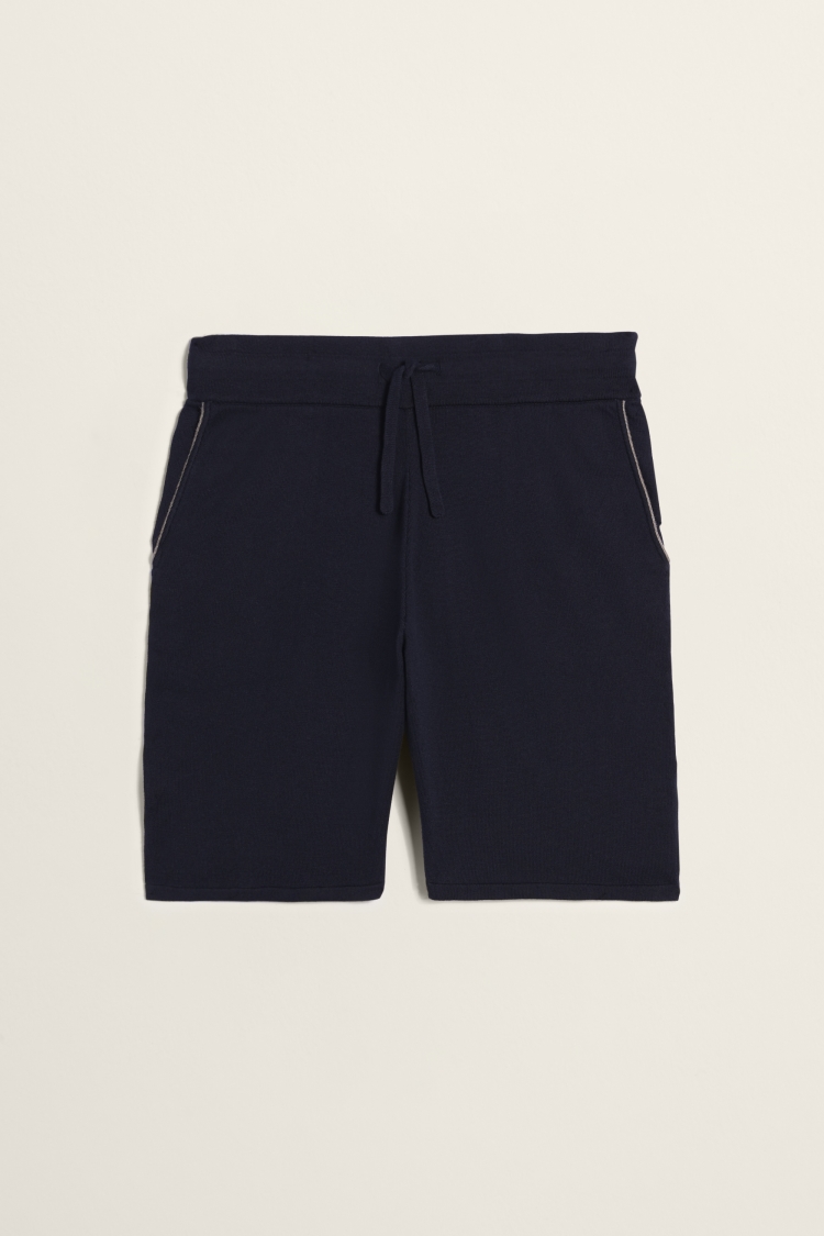Navy Cotton-Cashmere Shorts