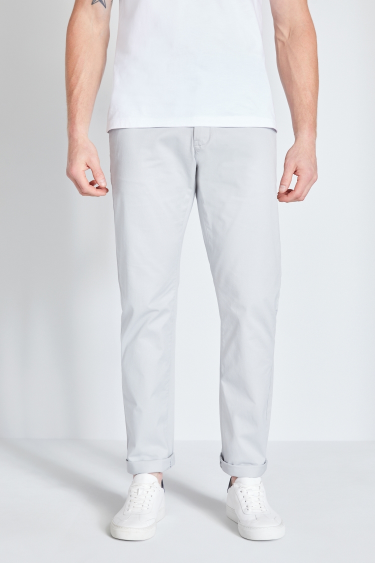 Tailored Fit Light Grey Stretch Chinos | Buy Online at Moss