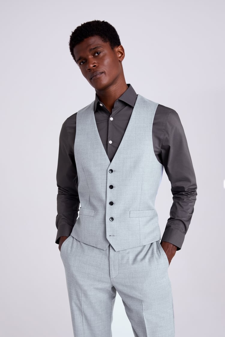 Tailored Fit Grey Stretch Waistcoat 