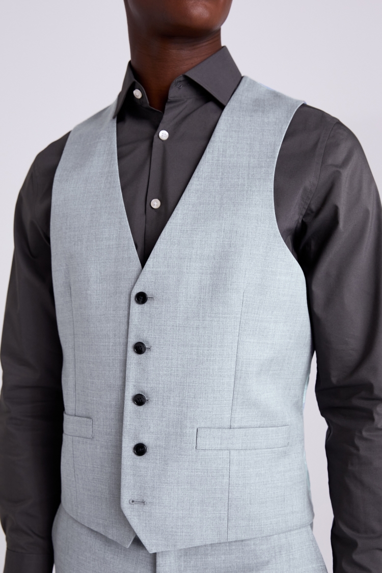 Tailored Fit Grey Stretch Waistcoat 