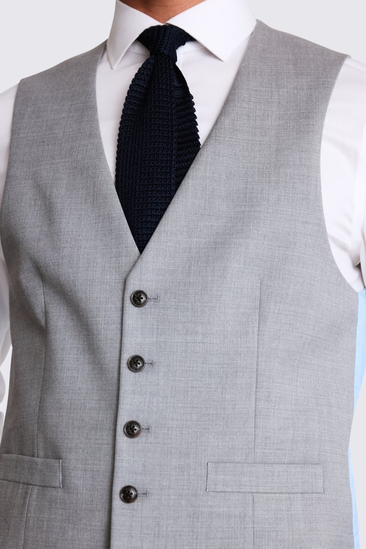 Tailored Fit Grey Stretch Waistcoat 