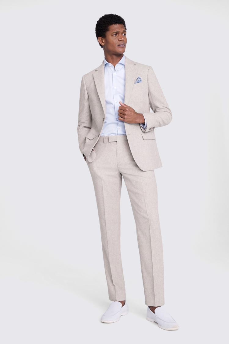 Tailored Fit Light Grey Herringbone Suit