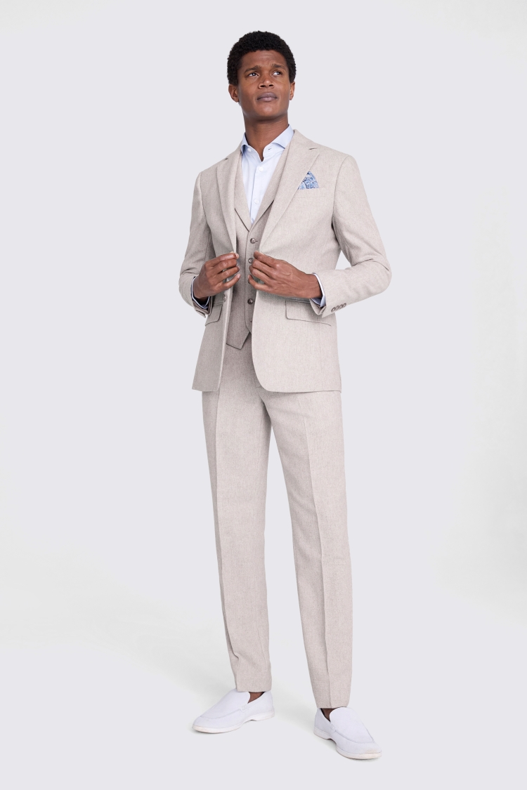 Light Pink herringbone Tweed Pant Suit