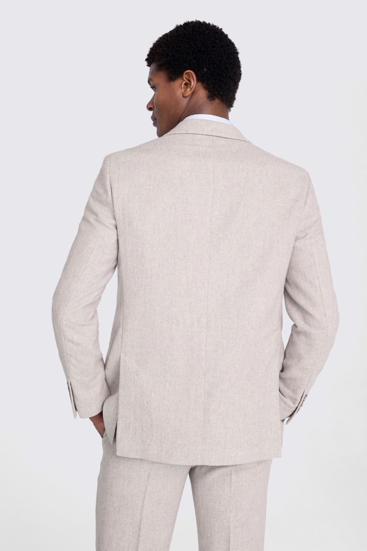 Tailored Fit Light Grey Herringbone Jacket