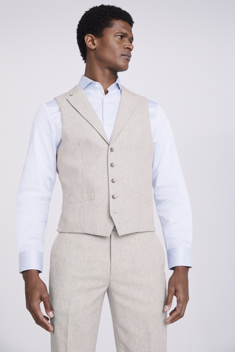 Tailored Fit Light Grey Herringbone Jacket