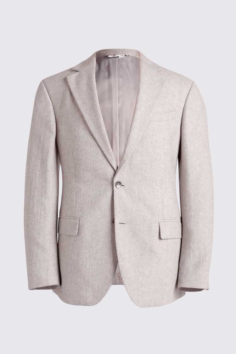 Tailored Fit Light Grey Herringbone Jacket | Buy Online at Moss