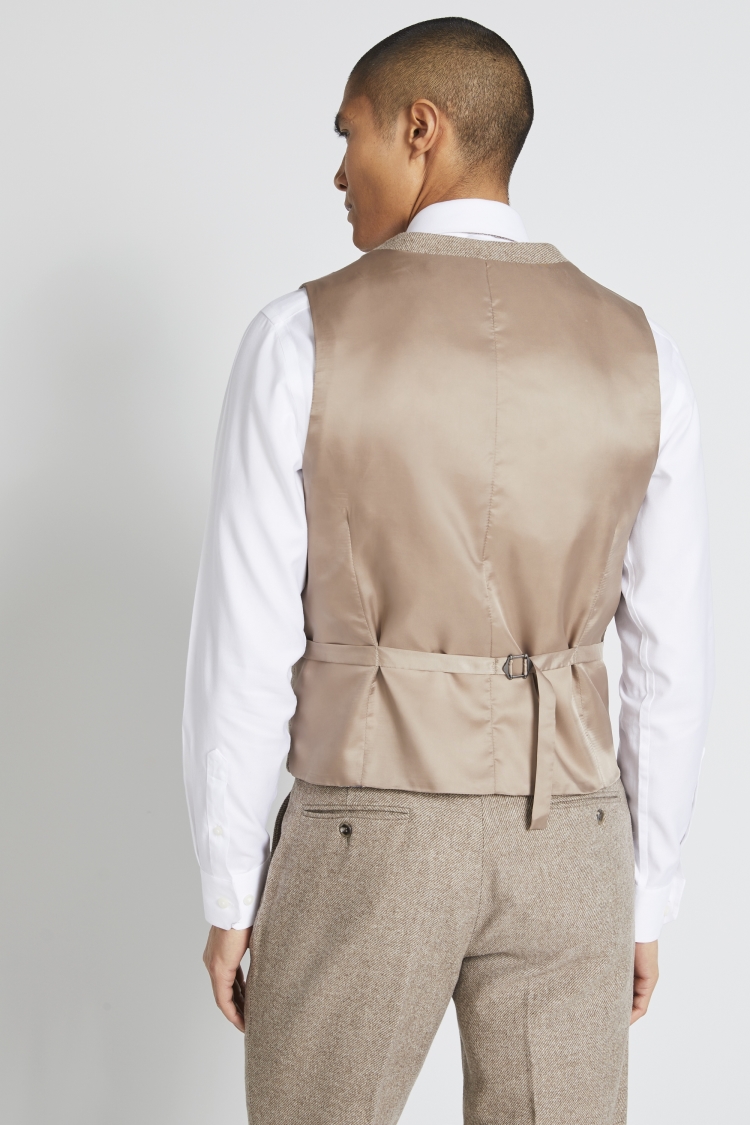 Tailored Fit Taupe Twill Waistcoat | Buy Online at Moss
