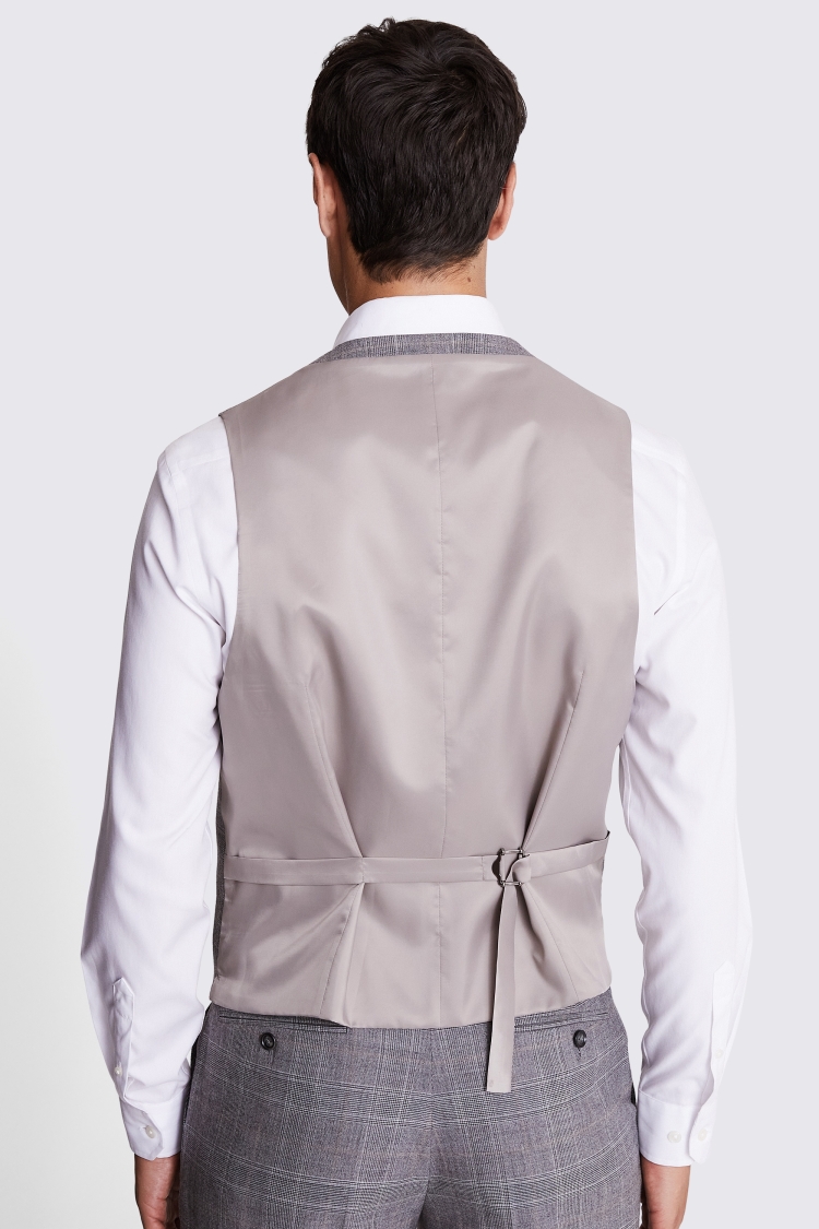 Regular Fit Grey Check Performance Waistcoat | Buy Online at Moss