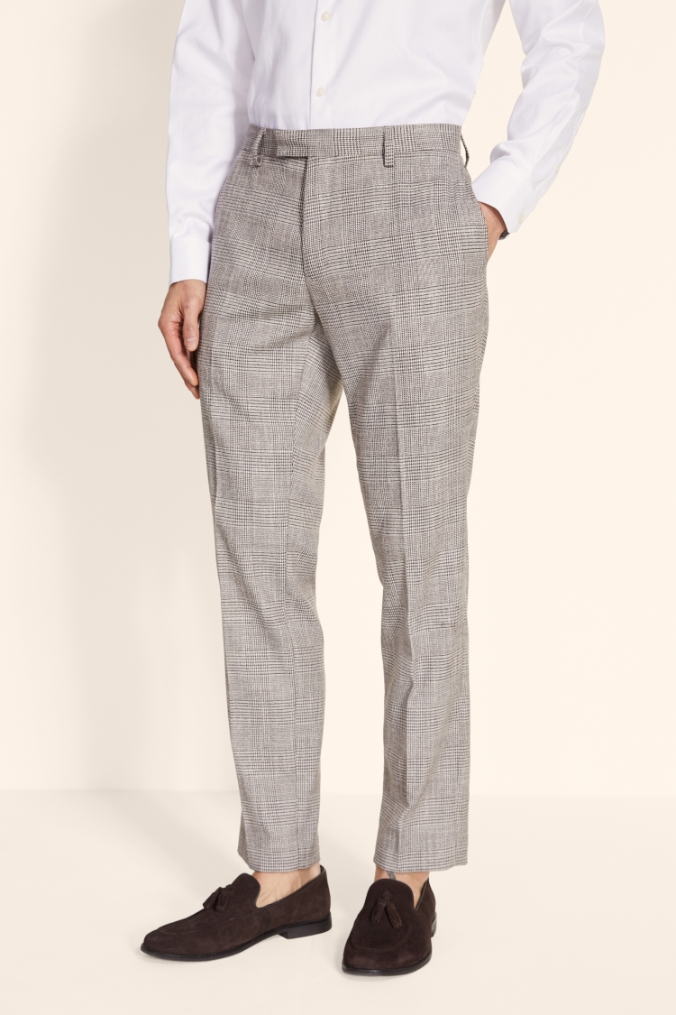 Men Grey Check Pure Cotton Slim Fit Formal Trouser