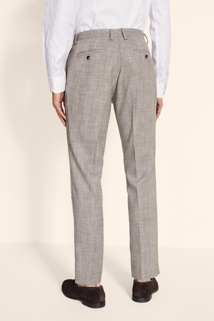 Slim Fit Brown Ecru Check Pant