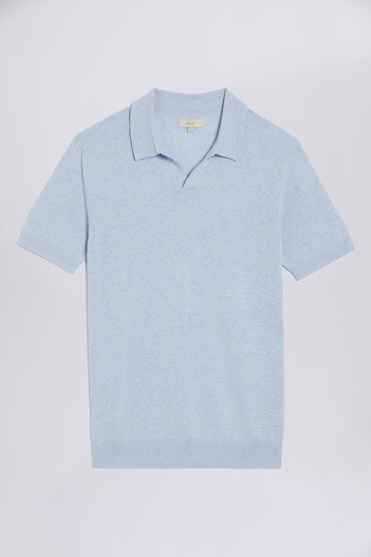 Linen Blend Light Blue Skipper Polo