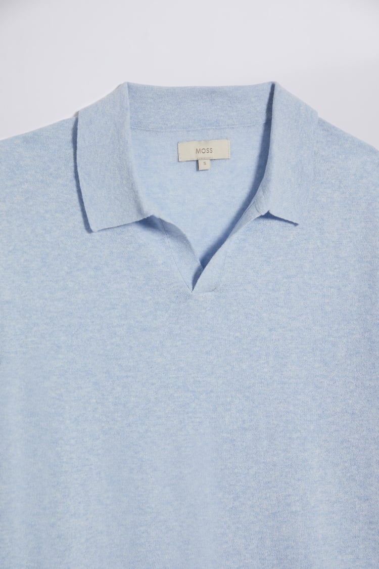 Linen Blend Light Blue Skipper Polo