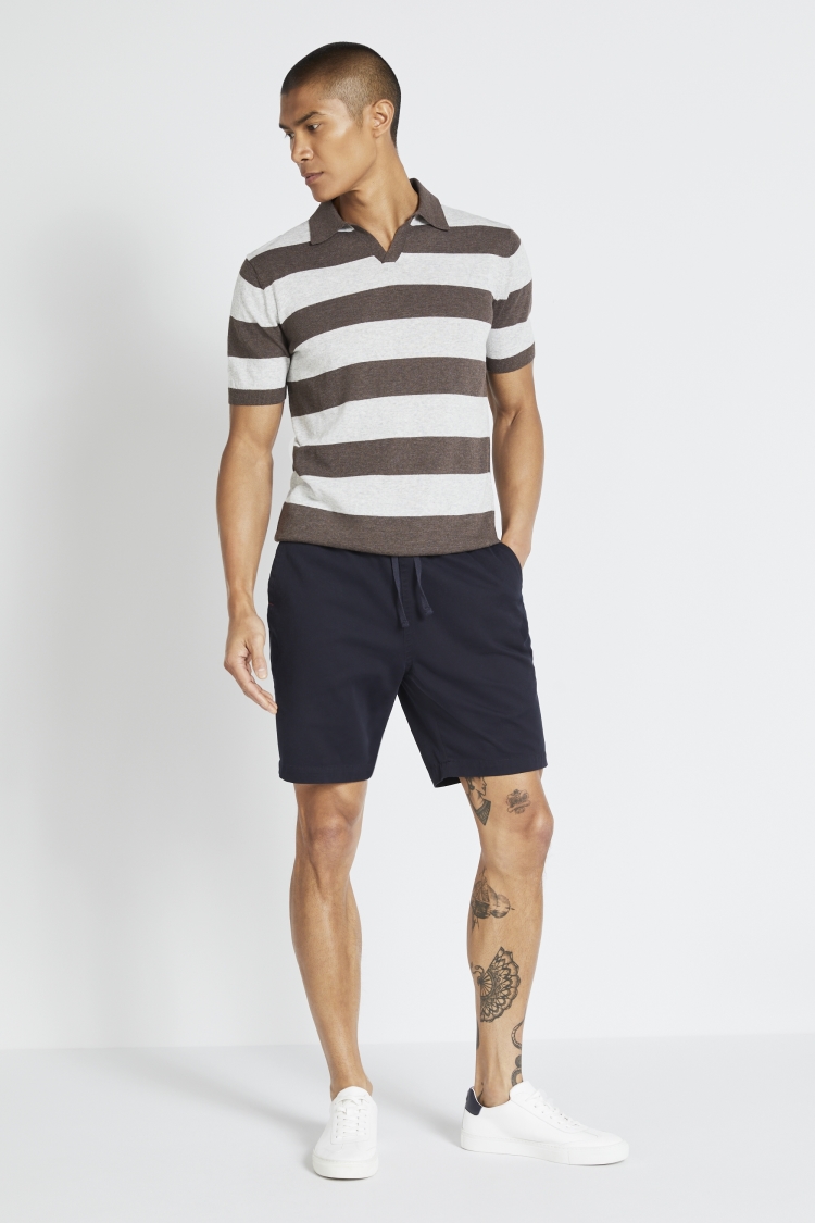 Linen Blend Brown and Grey Stripe Skipper | Buy Online at Moss
