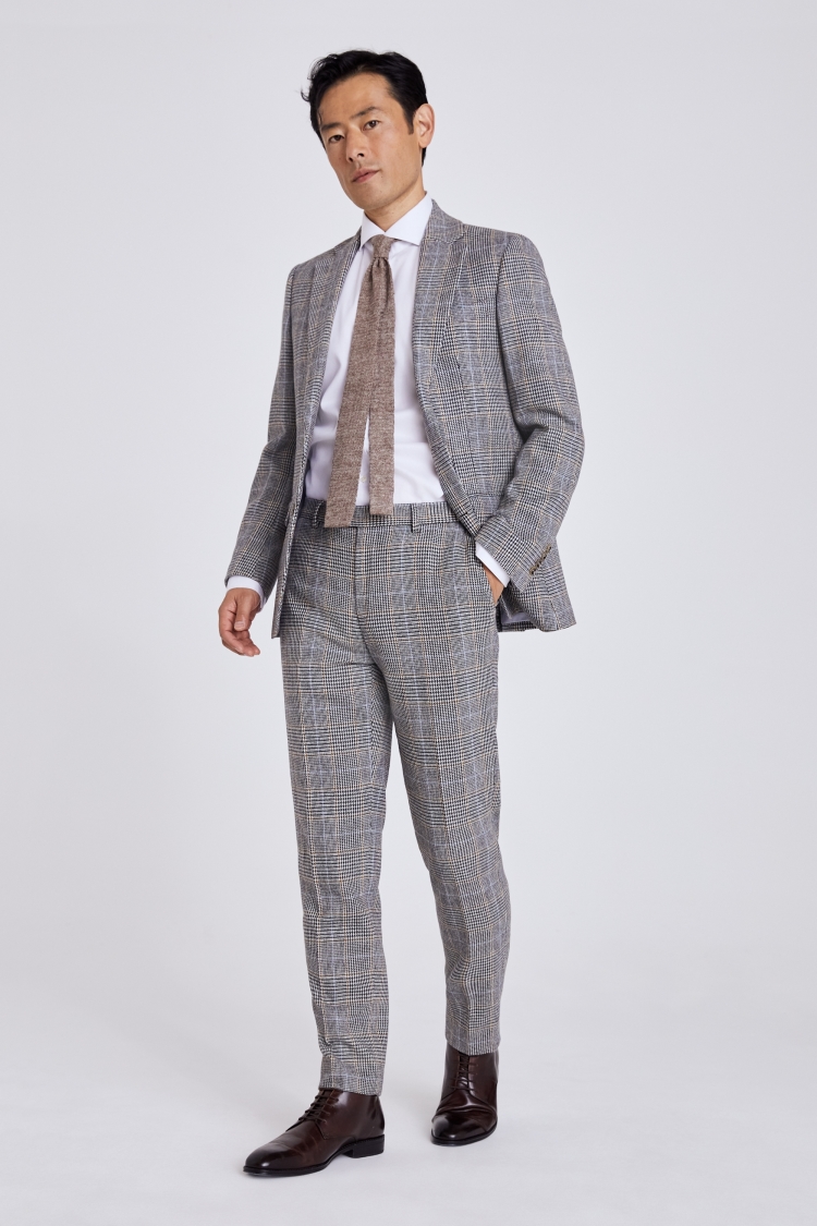 Tailored Fit Black & White Check Trousers