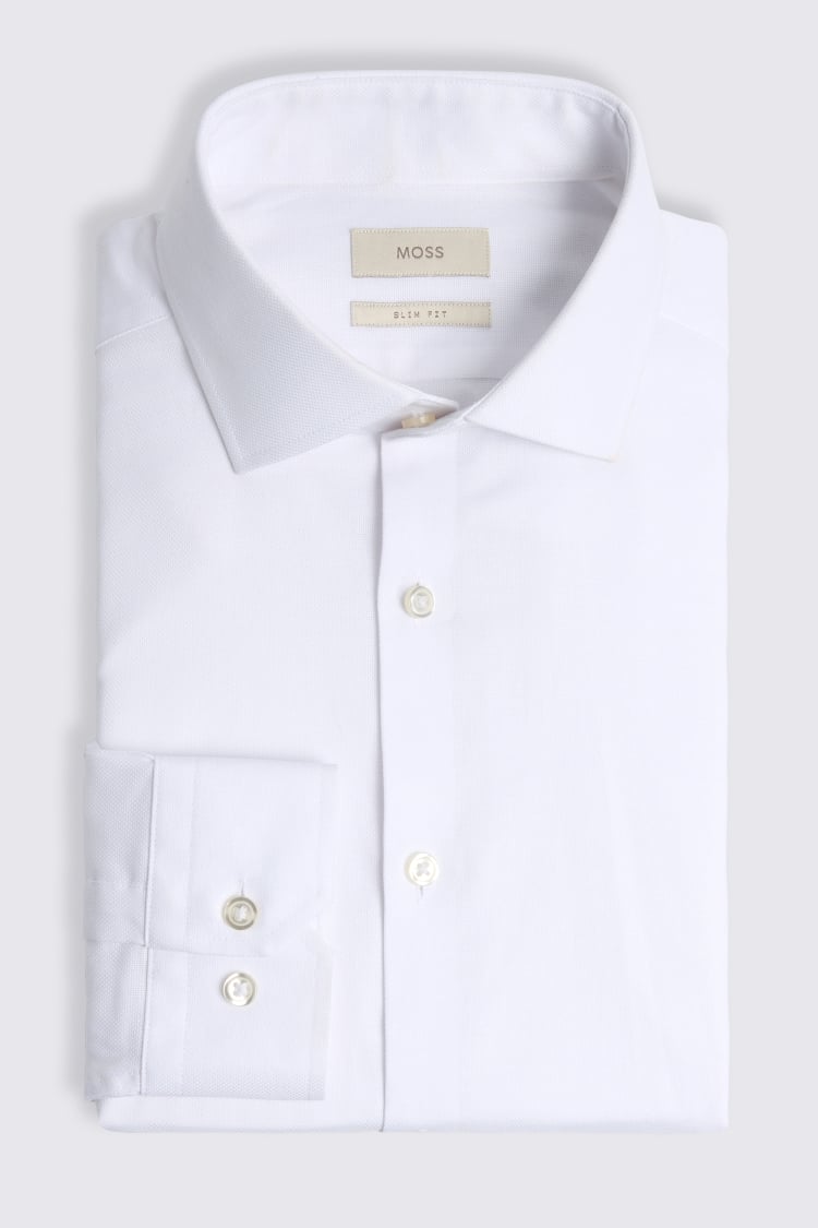 Slim Fit White Dobby Stretch Shirt