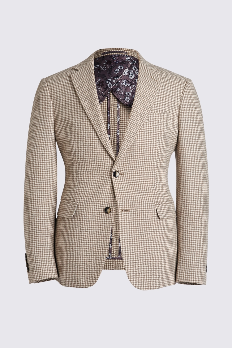 Slim Fit Taupe Houndstooth Suit