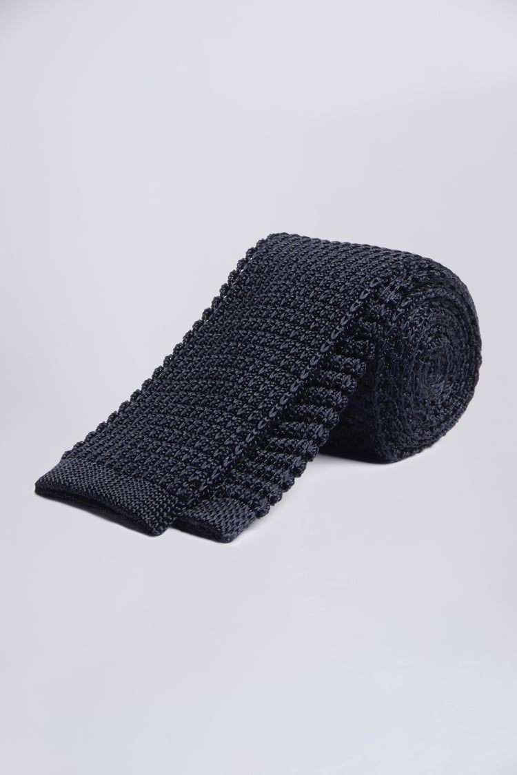 Navy Knitted Silk Tie