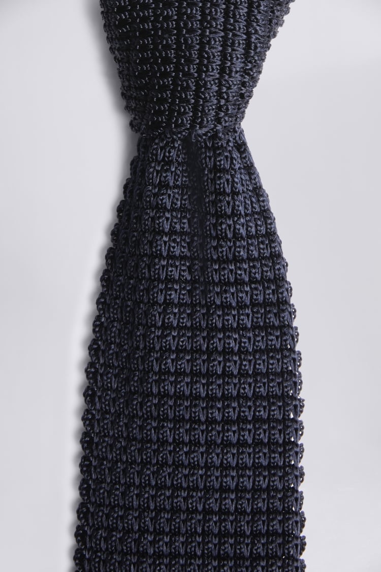 Navy Knitted Silk Tie