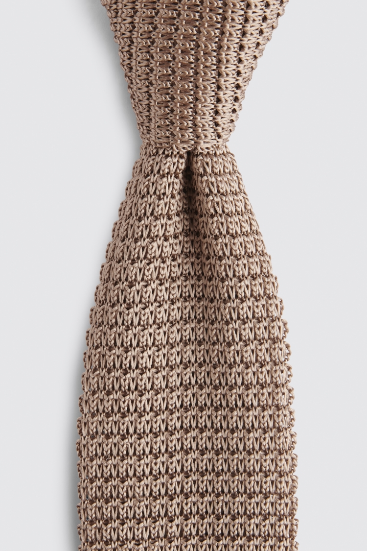 Biscuit Knitted Silk Tie