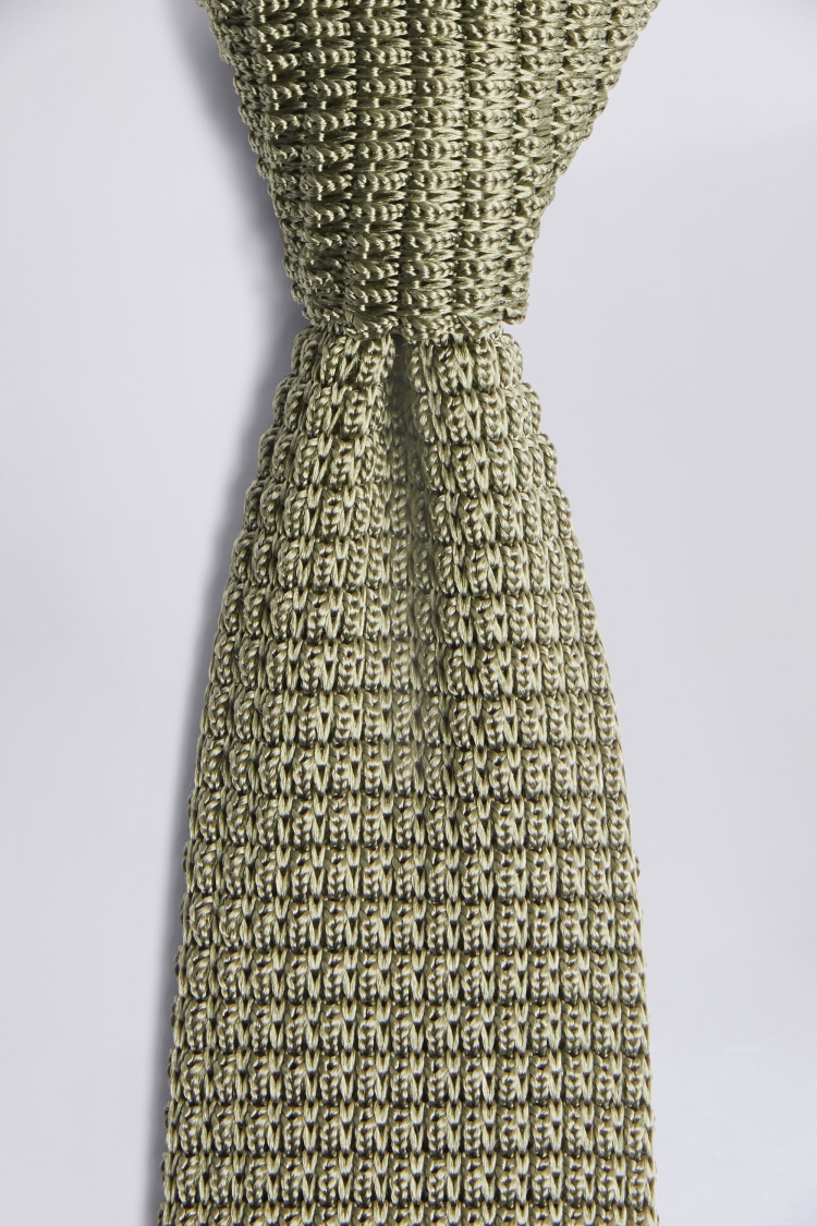 Sage Green Knitted Silk Tie