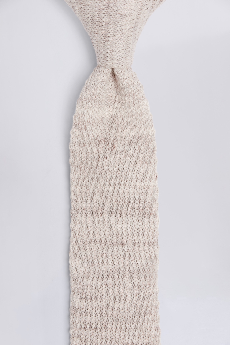 Latte Melange Knitted Linen Tie