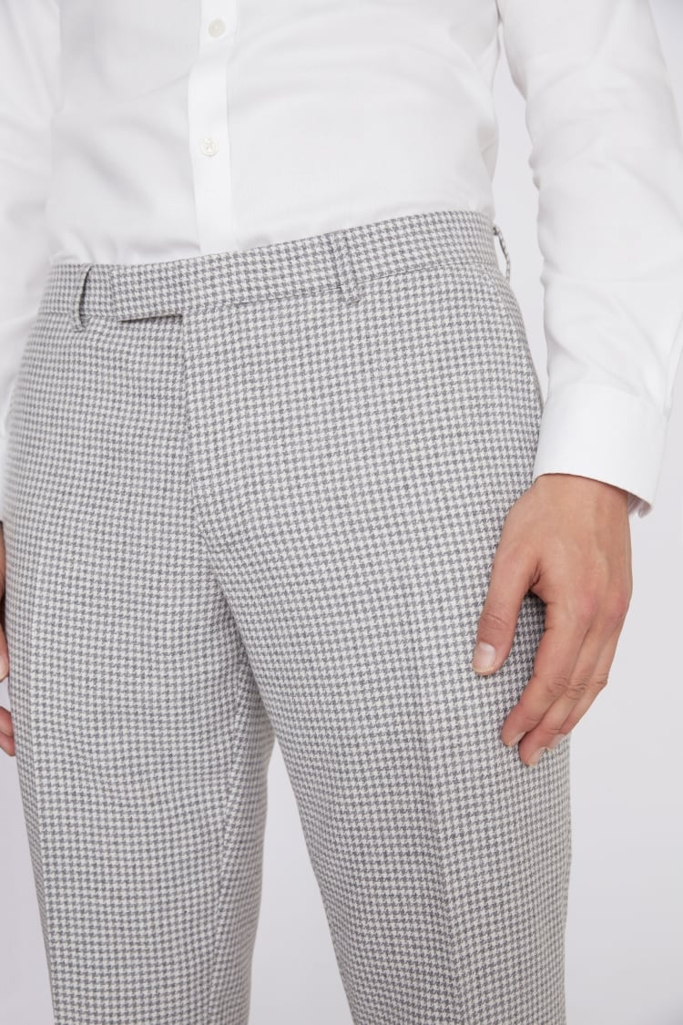 Moss 1851 Tailored Fit Light Grey Houndstooth Pants