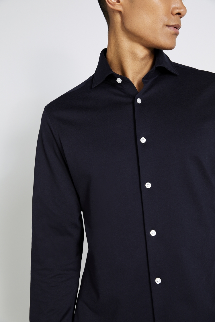 Tailored Fit Navy Jersey Shirt | Buy Online at Moss