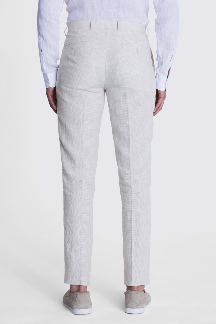 Slim Fit Stone Puppytooth Trousers