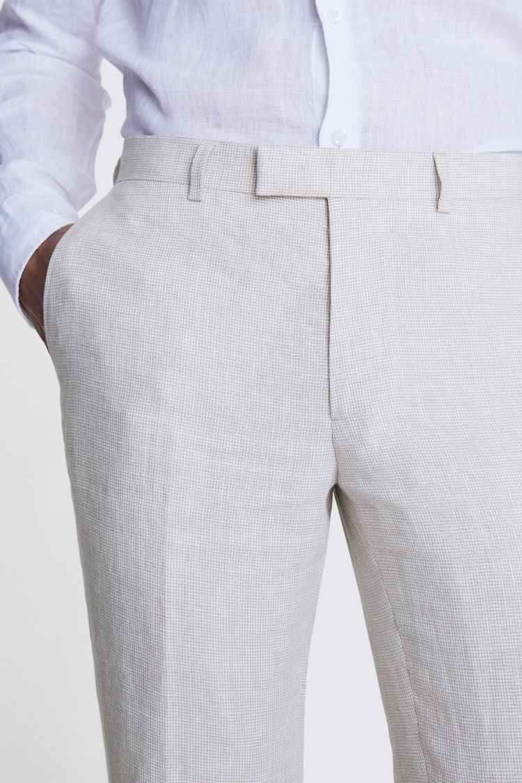 Slim Fit Stone Puppytooth Trousers