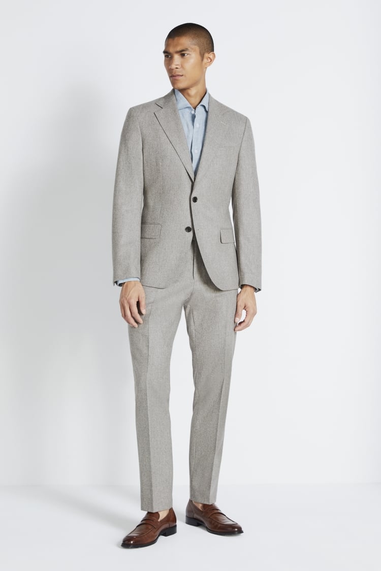 Italian Tailored Fit Taupe Flannel Suit