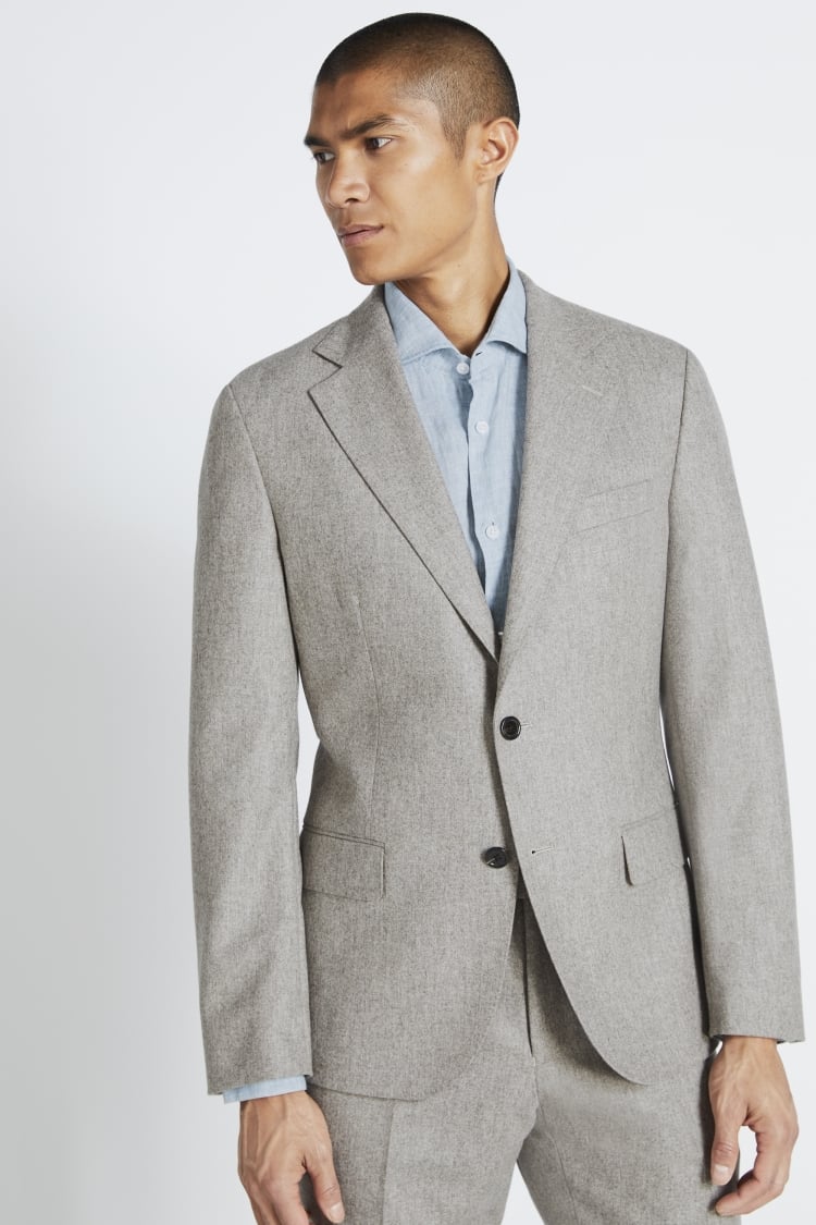 Italian Tailored Fit Taupe Flannel Jacket