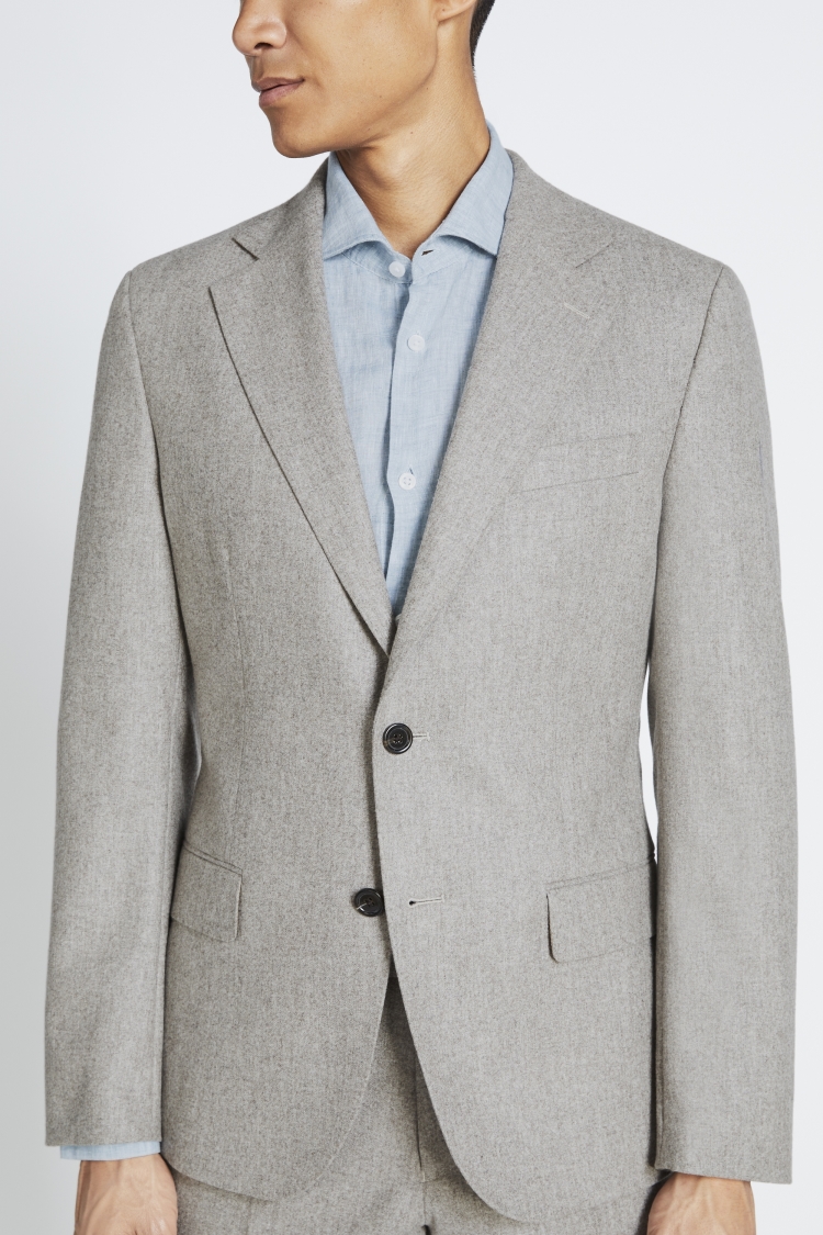 Italian Tailored Fit Taupe Flannel Jacket