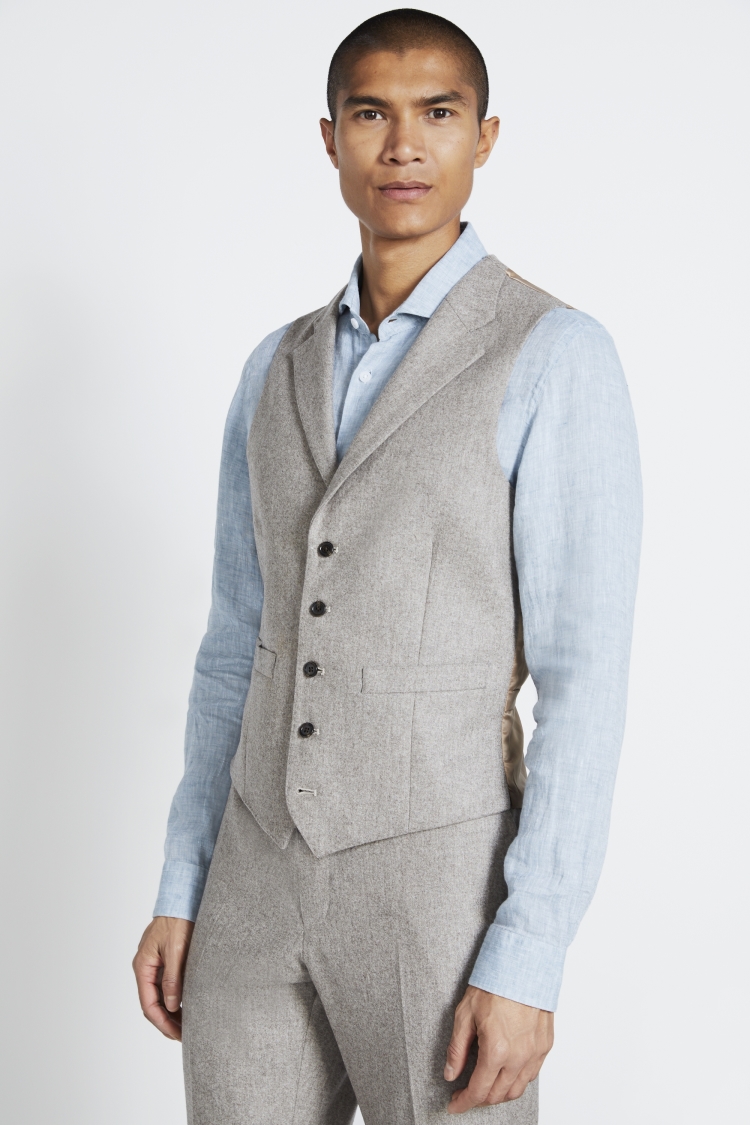 Italian Tailored Fit Taupe Flannel Jacket