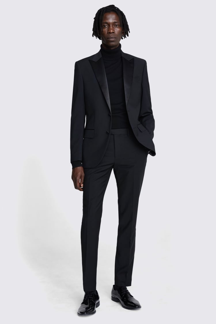 Tailored Fit Black Peak Lapel Tuxedo Jacket