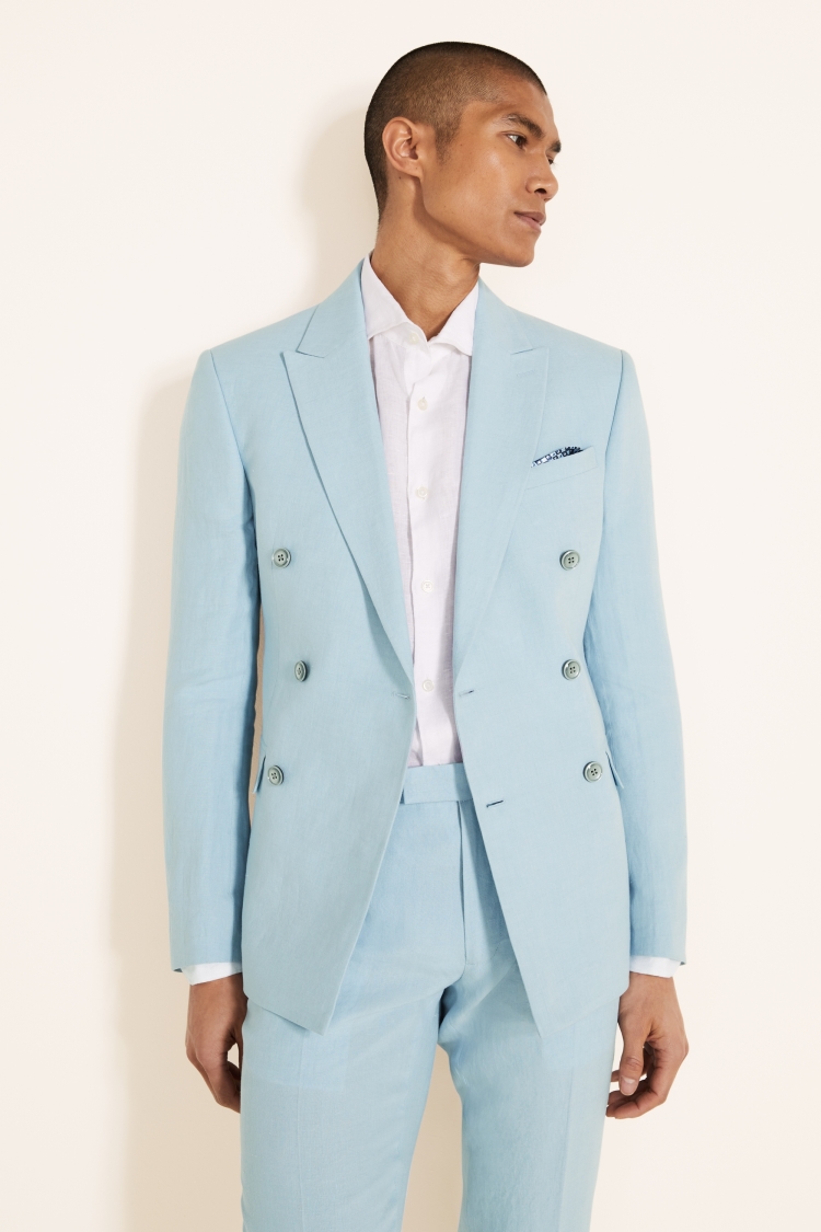 Slim Fit Light Blue Linen Jacket