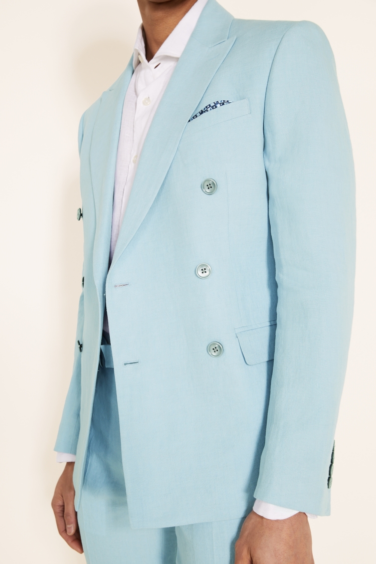 Slim Fit Light Blue Linen Jacket