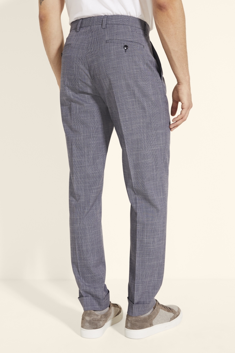 Tailored Fit Mid Blue Puppytooth Pants