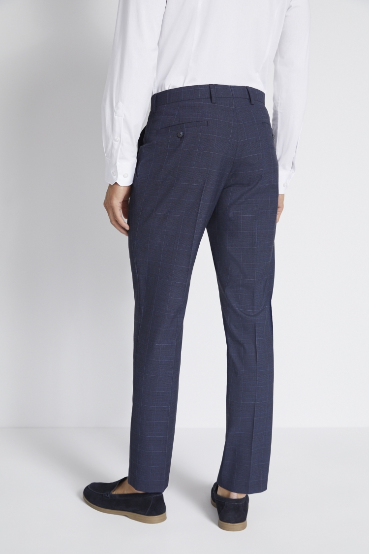 Slim Fit Blue Boucle Check Trouser
